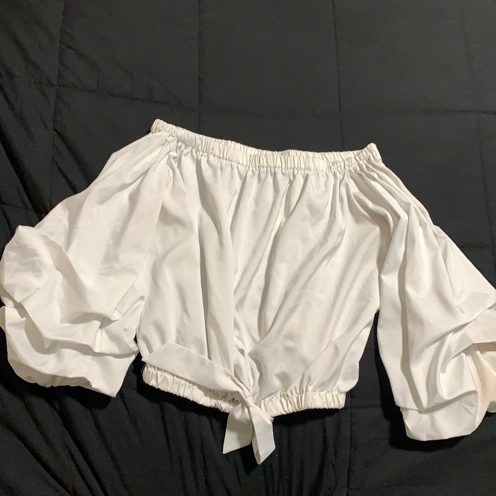 White, off the shoulder blouse with puffy sleeves. From a Mexican boutique!